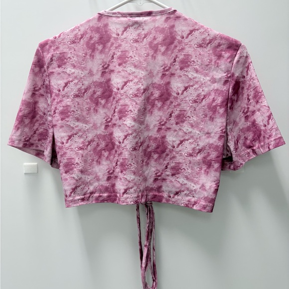 SHEIN Sz 0XL Pink Tie-Dye Ruched Crop Top - Picture 7 of 9